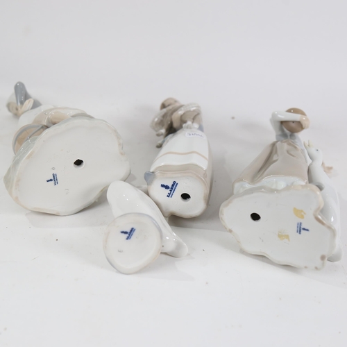 786 - 3 Lladro porcelain girl figures, and a Lladro duck (4)