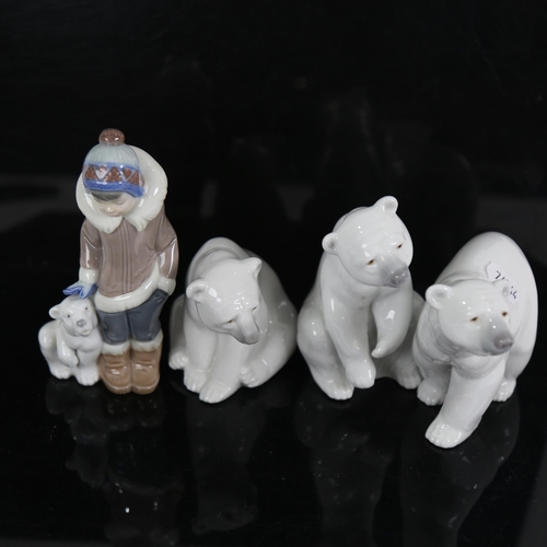 789 - 4 Lladro porcelain polar bear figures