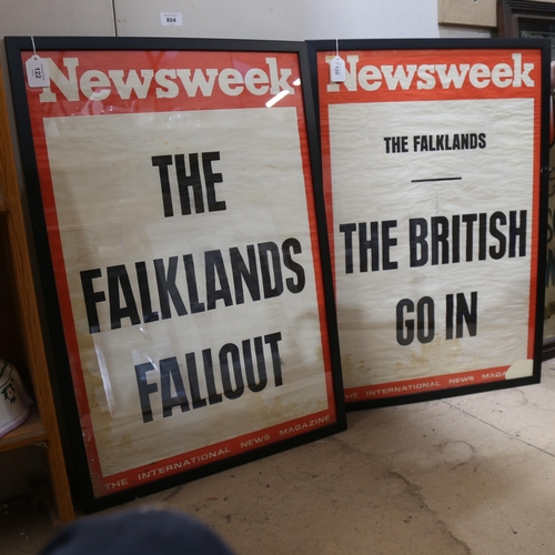 804 - 4 original Newsweek printed news stand posters, including The Falklands Crisis, British Assault on S... 