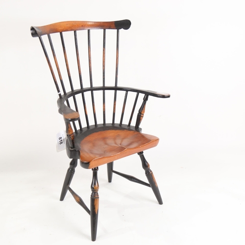 818 - A miniature turned wood Windsor elbow chair, height 38cm