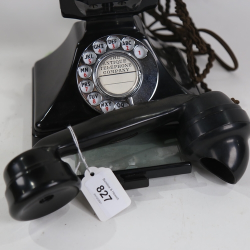 827 - Vintage black Bakelite dial telephone