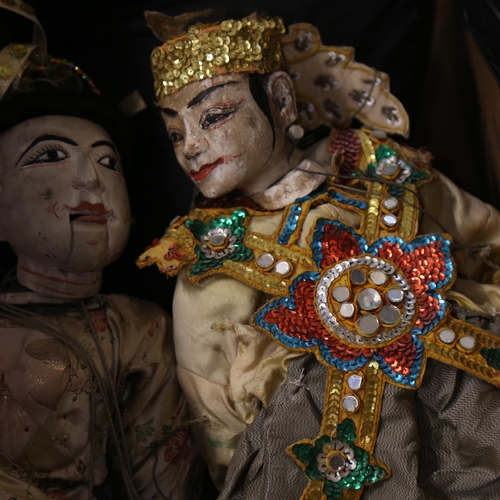 844 - A group of Javanese Wayang Golek and Wayang Klitik puppets