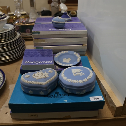 860 - A quantity of Wedgwood blue and white Jasperware ceramics