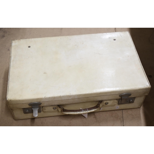 870 - A Vintage white leather suitcase