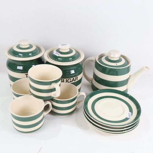 887 - T G Green Pottery Cloverleaf Cornishware china, including kitchen storage jars, teapot etc