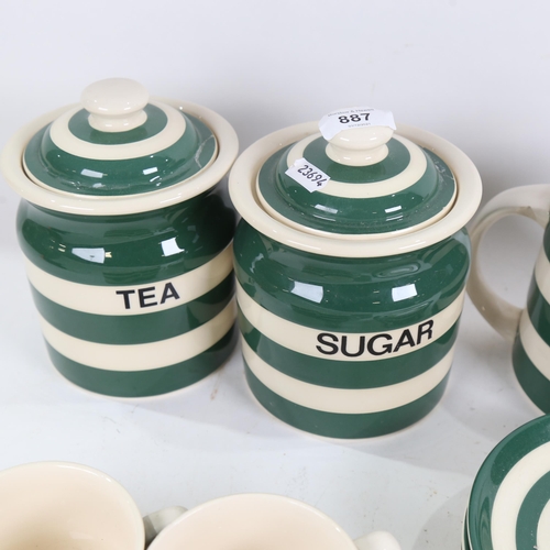 887 - T G Green Pottery Cloverleaf Cornishware china, including kitchen storage jars, teapot etc