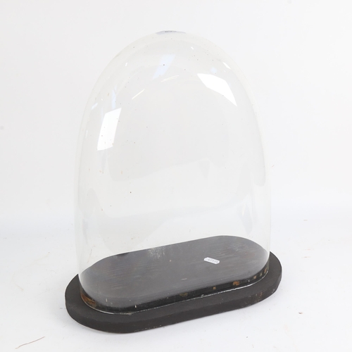 895 - Glass dome and painted wood base, overall height 39cm