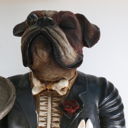 898 - A modern resin figural Bulldog dumb waiter, height 80cm