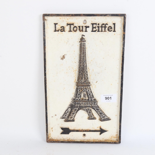 901 - A La Tour Eiffel cast-iron sign, 18cm x 31cm