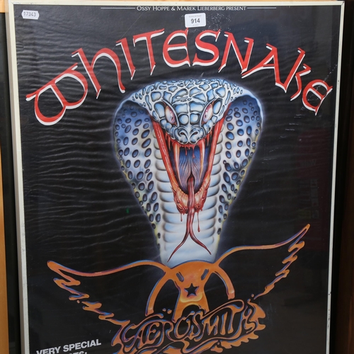 914 - A framed advertising poster for White Snake featuring very special guest Aerosmith, in Dortmund 25th... 