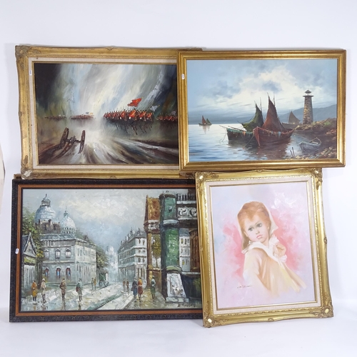 1306 - 6 various modern oil on canvases, framed