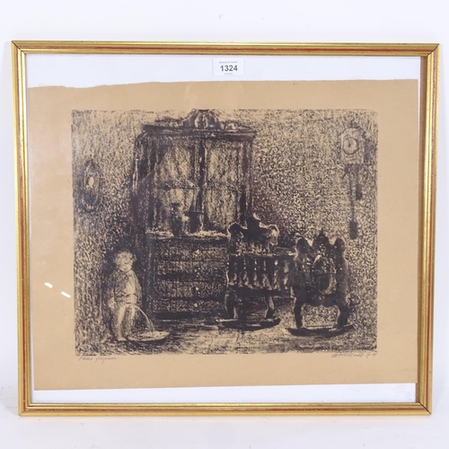 1324 - Anatoli Kaplan (1902 - 1980), a proof lithograph, interior scene