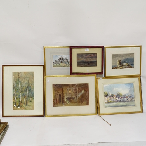 1364 - Various watercolours and prints, artists include G E Charlewood, Malcolm Winter etc (11)