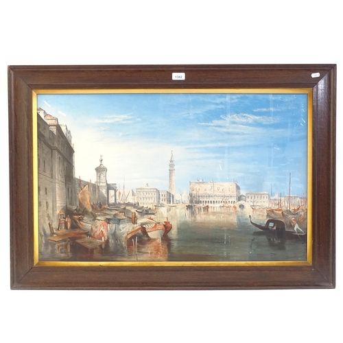 1382 - Large scale colour print, St Mark's Square and Doge's Palace view at Venice, framed, overall 68cm x ... 