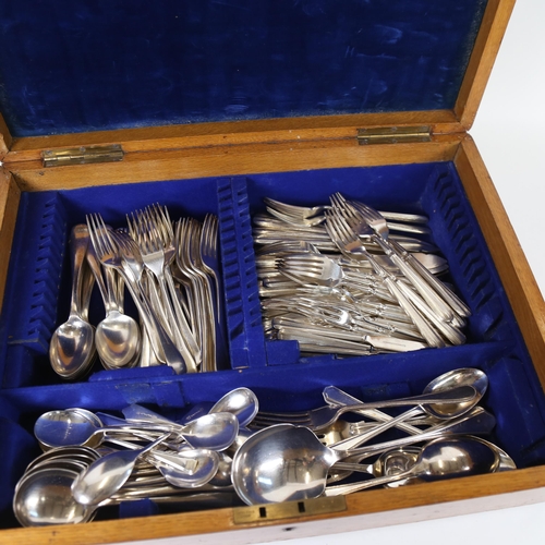 1130 - A large quantity of mixed plated cutlery, to include Old English pattern, bead edge cutlery in an oa... 