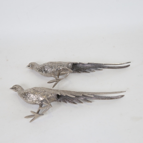 1140 - A pair of silver plated table pheasants