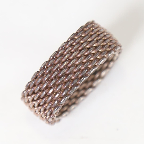 1246 - A silver mesh ring, marked T & Co 925