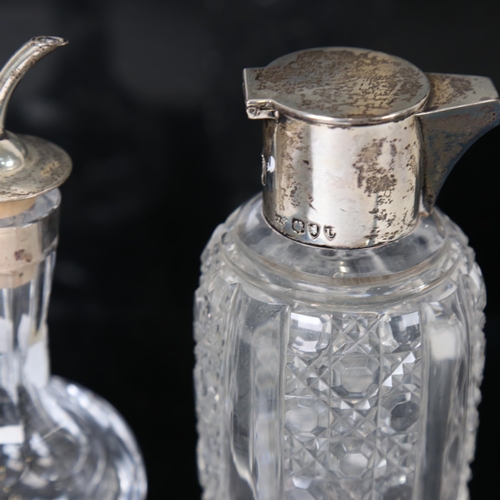 1260 - A glass and silver-mounted olive oil jar, and another