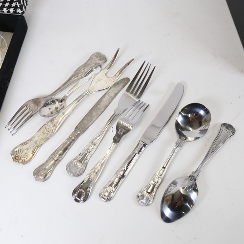 1114 - A part-canteen of King's pattern cutlery, and a canteen of Amefa stainless steel King's pattern cutl... 