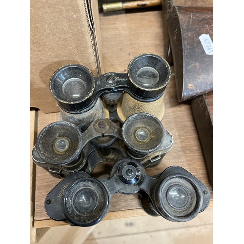 48 - A large quantity of various Vintage binoculars and telescopes (boxful)