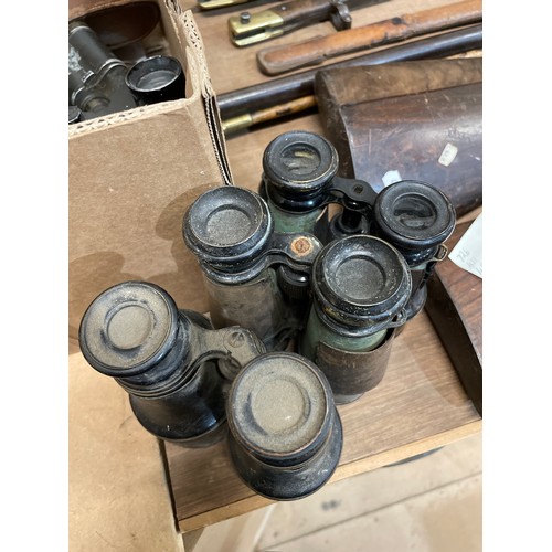 48 - A large quantity of various Vintage binoculars and telescopes (boxful)