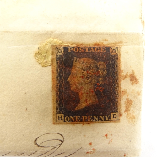 157 - 3 x 19th century handwritten letters, with Penny Red and Penny Black postage stamps, and various Vin... 