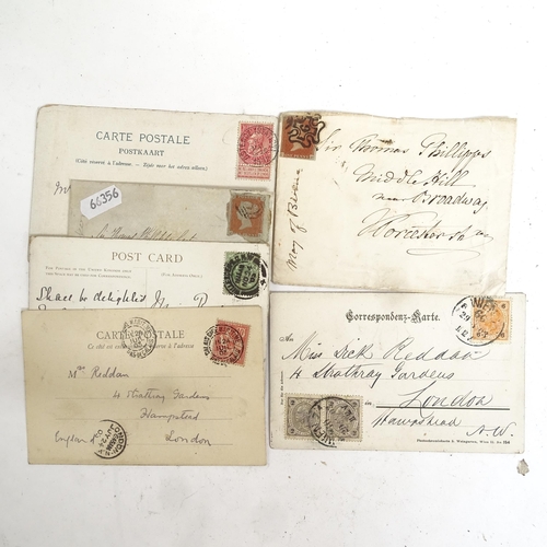 157 - 3 x 19th century handwritten letters, with Penny Red and Penny Black postage stamps, and various Vin... 