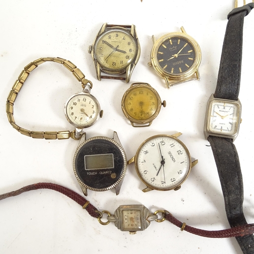 262 - Various collectables, including Antique watch movements, miniature brass candlesticks, coins, postca... 