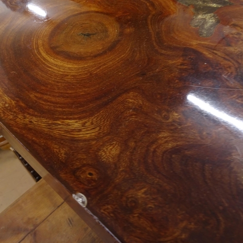 2098 - A late 20th century resin coffee table, with embedded teak rootwood, IK maker's logo in the resin, L... 