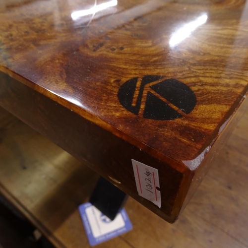 2098 - A late 20th century resin coffee table, with embedded teak rootwood, IK maker's logo in the resin, L... 