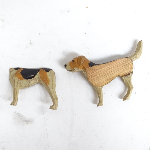 701 - A group of carved and painted wood fox hunting toys, attributed to Frank Whittington of Forest Toys,... 