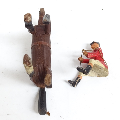 701 - A group of carved and painted wood fox hunting toys, attributed to Frank Whittington of Forest Toys,... 