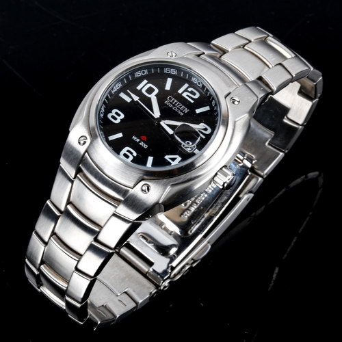 31 - CITIZEN - a stainless steel Promaster Eco-Drive Solar quartz bracelet watch, ref. E110-S009090, blac... 