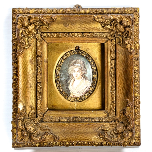 1008 - A 19th century miniature painted portrait on copper, Ann Duchess of Sutherland, unsigned, inscribed ... 