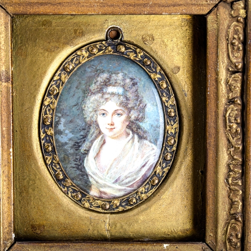 1008 - A 19th century miniature painted portrait on copper, Ann Duchess of Sutherland, unsigned, inscribed ... 