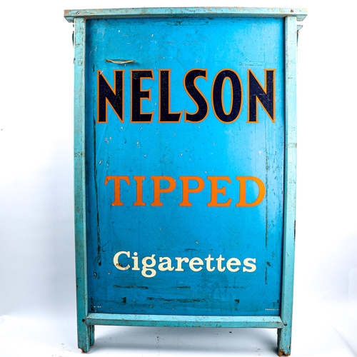 1013 - A painted metal advertising A-board for Nelson Tipped Cigarettes, in wood frame, mid-20th century, h... 