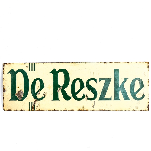 1014 - An enamel advertising sign for De Reszke Cigarettes, 15cm x 46cm, mid-20th century