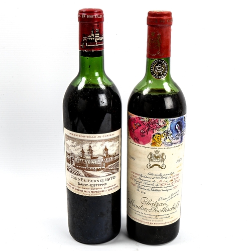 1018 - 2 bottles of 1970 red Bordeaux wine, Chateau Mouton Rothschild, 1st growth, Pauillac & Chateau Cos D... 