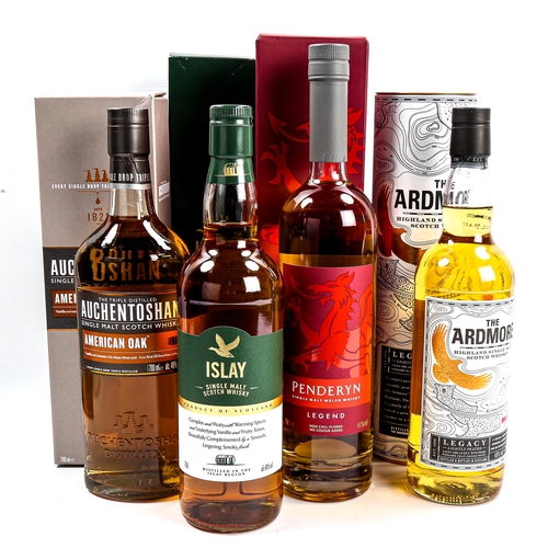 1021 - 4 bottles of single malt whisky, The Ardmore, Auchentoshan American Oak, Penderyn (Welsh), and an Is... 