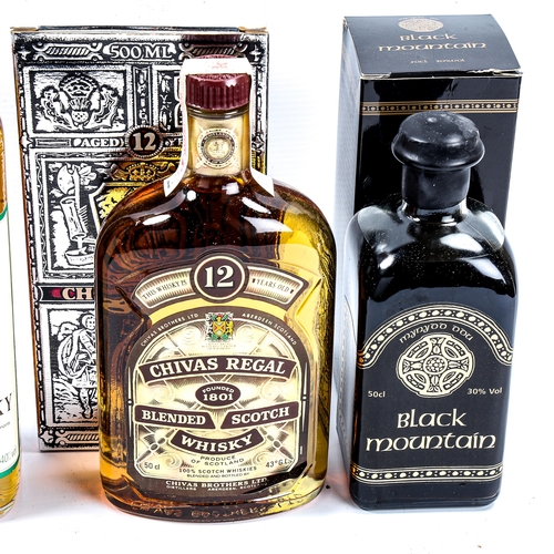 1022 - 4 bottles of Whisky, Black Mountain - Welsh Whisky 50cl 30%, Chivas Regal 12 Yr old blended 50cl 43%... 