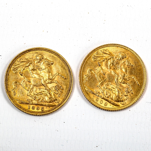 1035 - ***WITHDRAWN*** 2 gold sovereigns, 1895 and 1908