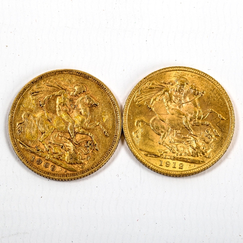 1037 - ***WITHDRAWN*** 2 gold sovereigns, 1900 and 1912