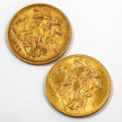 1037 - ***WITHDRAWN*** 2 gold sovereigns, 1900 and 1912