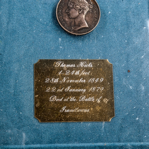 1045 - South Africa Campaign medal with 1877-8-9 bar, awarded to 1856 Pte Thomas Hicks, 1st Battalion 24th ... 