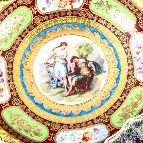 1058 - A gilded Vienna porcelain bowl with transfer panel, diameter 25cm, and a group of Copeland Spode Che... 