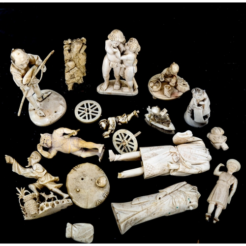 1069 - A collection of 19th century Chinese and European ivory figures