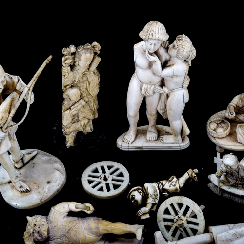 1069 - A collection of 19th century Chinese and European ivory figures