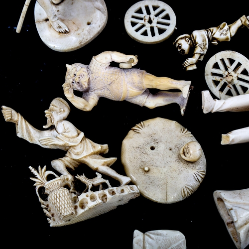 1069 - A collection of 19th century Chinese and European ivory figures