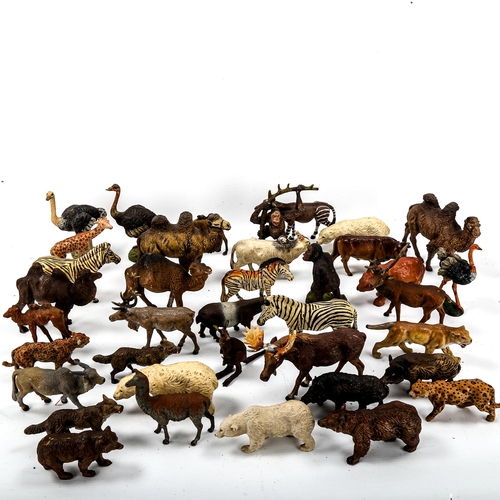 1078 - A large collection of German Elastoline and Lineol hand painted composition wild animals, pre-War (3... 