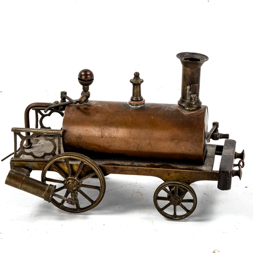 1089 - A scratch-built copper and brass Dribbler steam locomotive, length 20cm